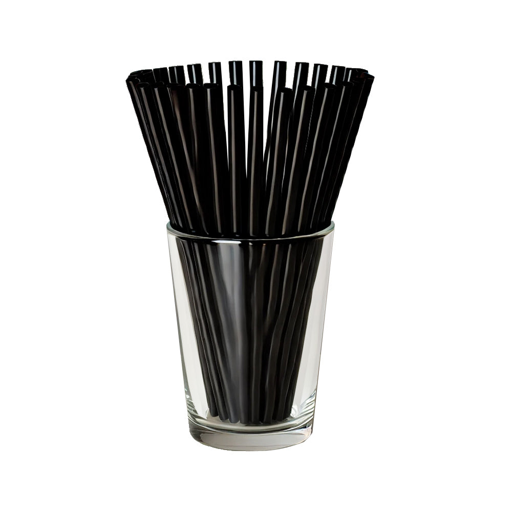 8.000x schwarze Caipi Plastik-Mehrweg-Trinkhalme 220 x 7mm Ø