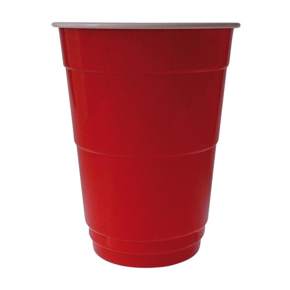 1.000x Red Cup Plastikbecher 400ml 16oz rot/ weiß