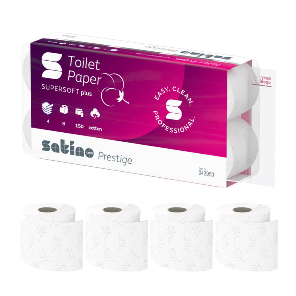 72x Toilettenpapier Rollen 4-lag. 150x Blatt Zellstoff hochweiß - Satino Prestige