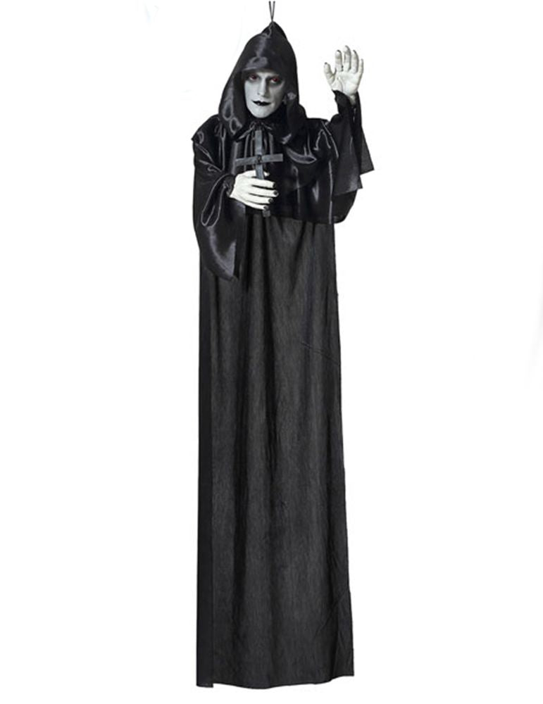 Mönch Figur mit leuchtenden Augen 120 cm hängend