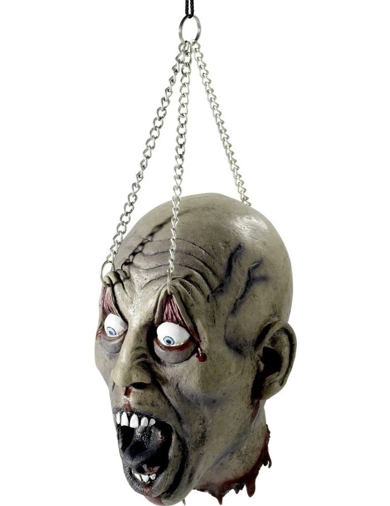 Verstümmelter Zombie Kopf an Kette 19 x 16 x 31 cm hängend